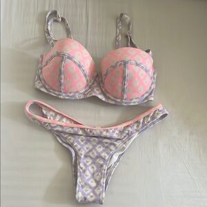 Victoria's Secret Pink and Purple Bikini Set with Modern Cut